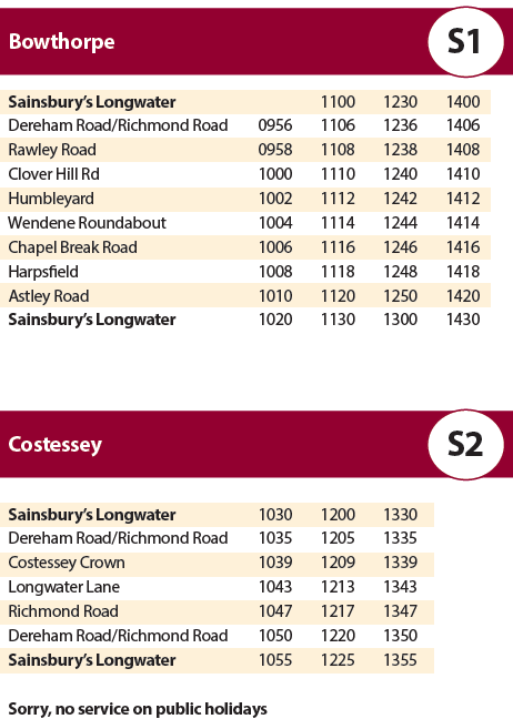 S1 S2 timetable