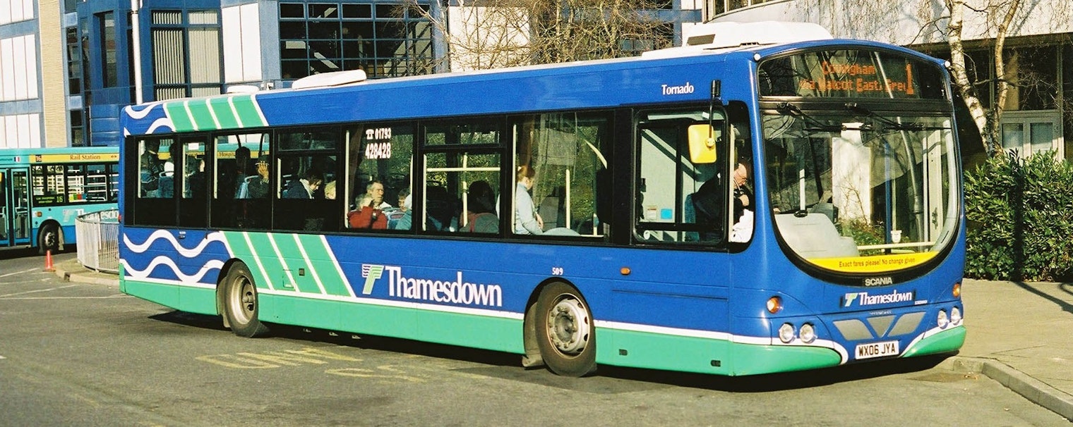 Bus 324 in its original blue colours